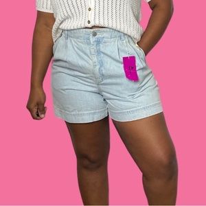 Lizwear Shorts Vintage High Rise Light Wash Mom NEW